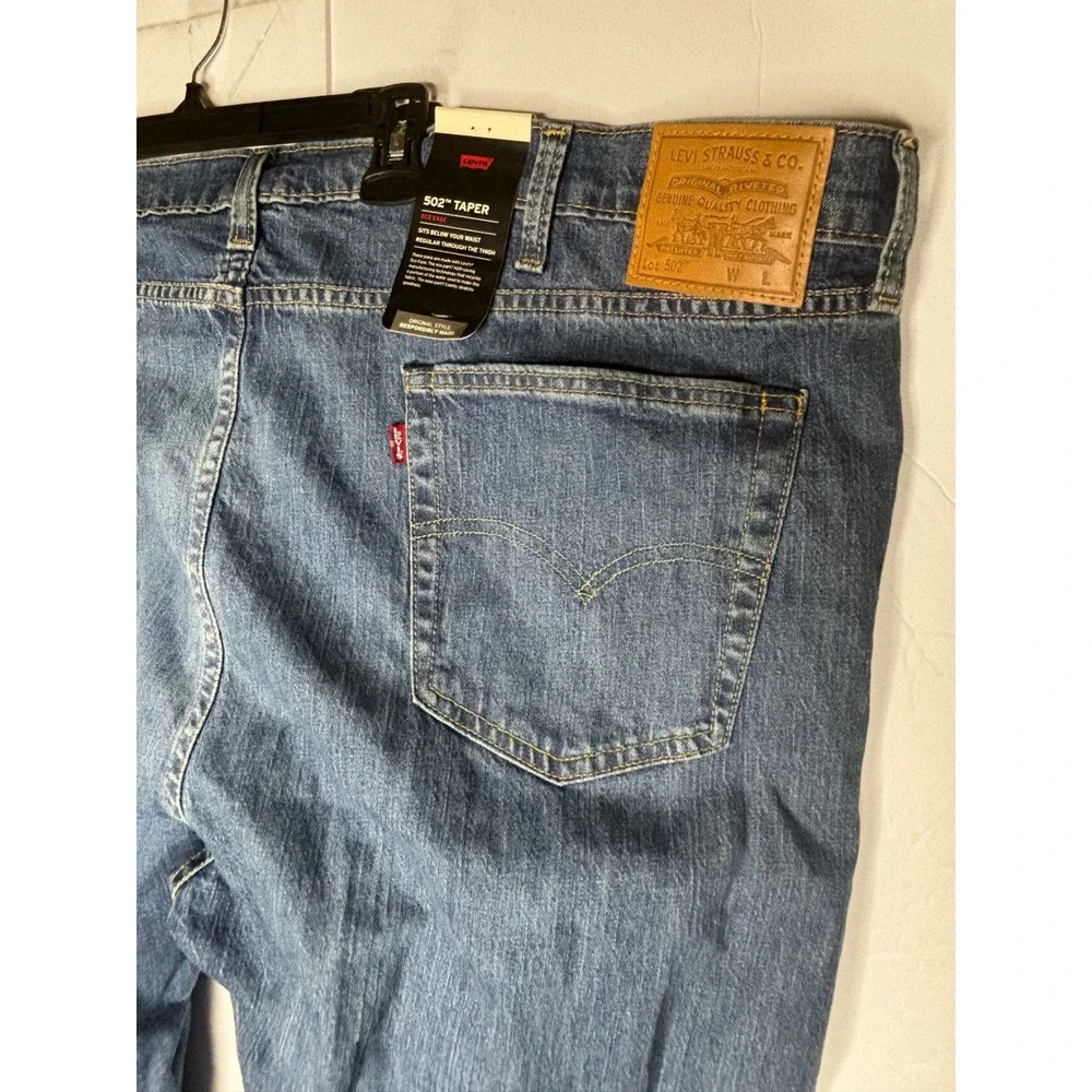 Levis 502 Taper Jeans Mens 48x32 Blue Medium Wash Eco Ease Stretch 596840150 NEW